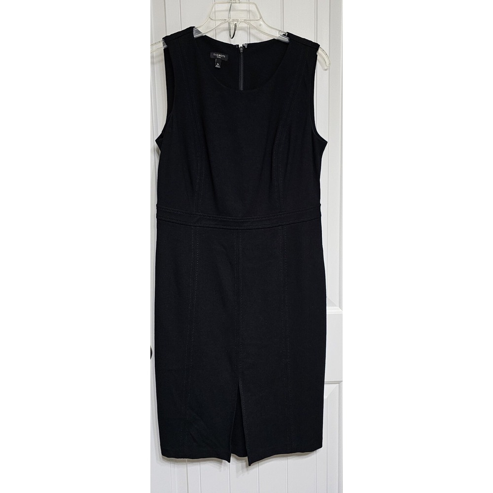 Talbots Petites Ponte Knit Sheath Sleeveless Black Dress Size 8P Stitching